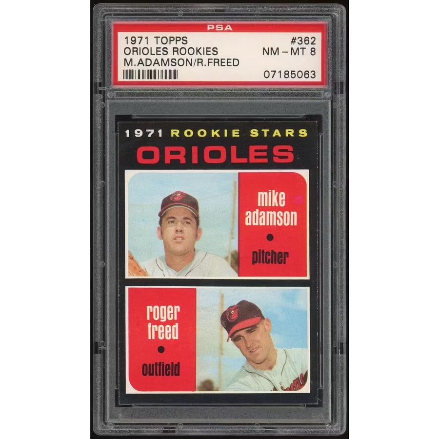 1971 Topps #362 Mike Adamson/Roger Freed Rookie Card | PSA 8