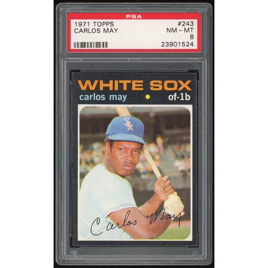 Carlos May 1971 Topps #243 Baseball Card | PSA 8