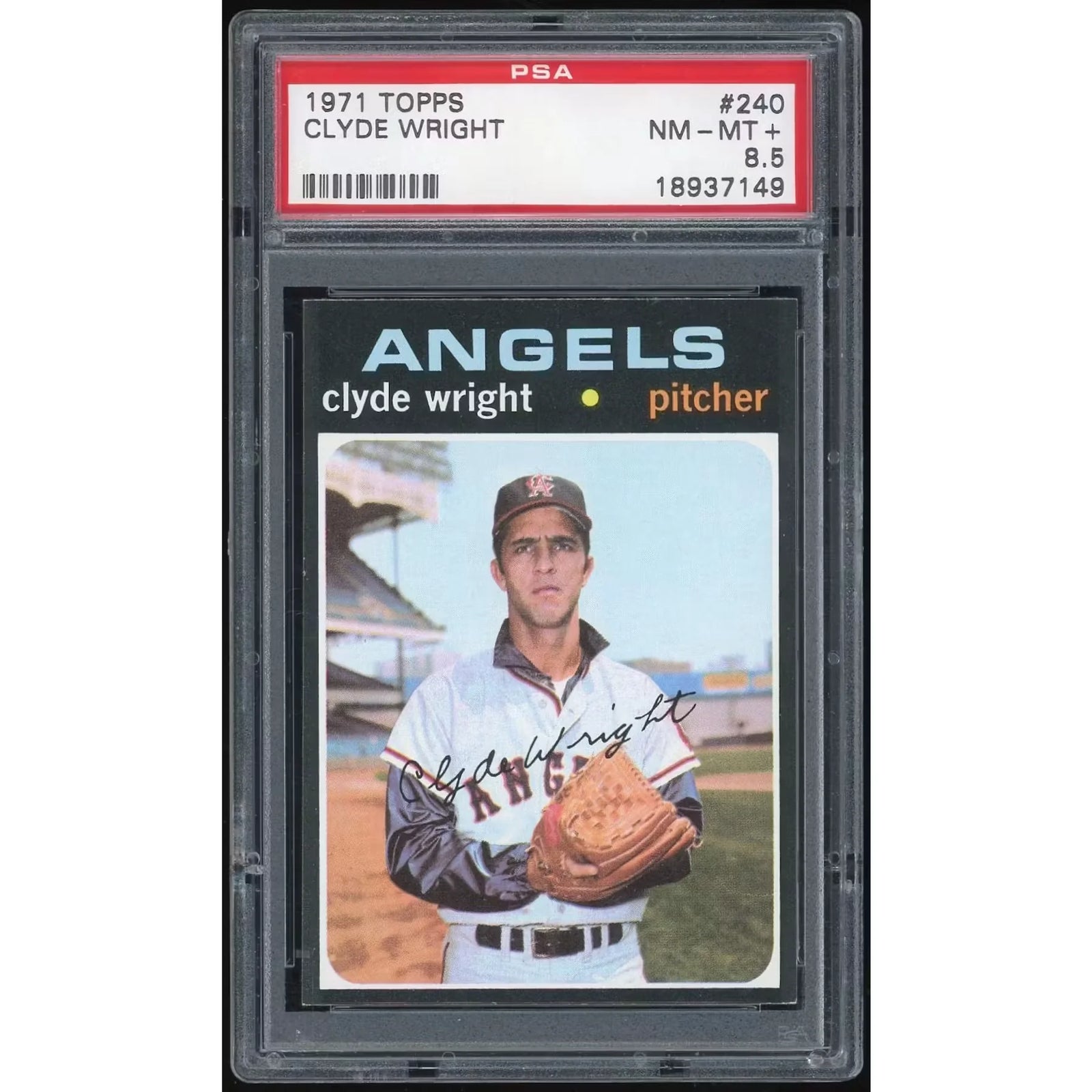 1971 Topps #240 Clyde Wright Baseball Card | PSA 8.5
