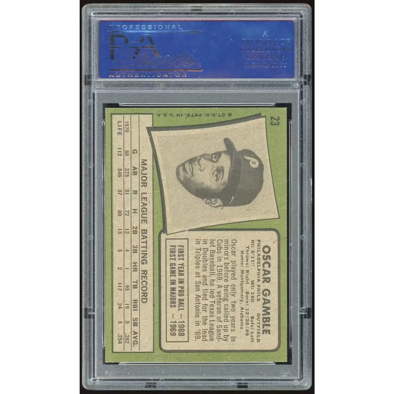 Oscar Gamble 1971 Topps #23 Baseball Card | PSA 8