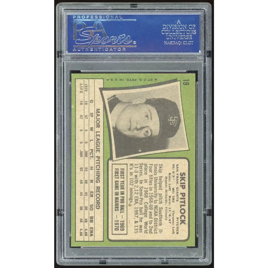 Skip Pitlock 1971 Topps #19 Rookie Card | PSA 8.5