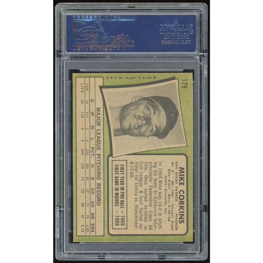 Mike Corkins 1971 Topps #179 Baseball Card | PSA 8.5