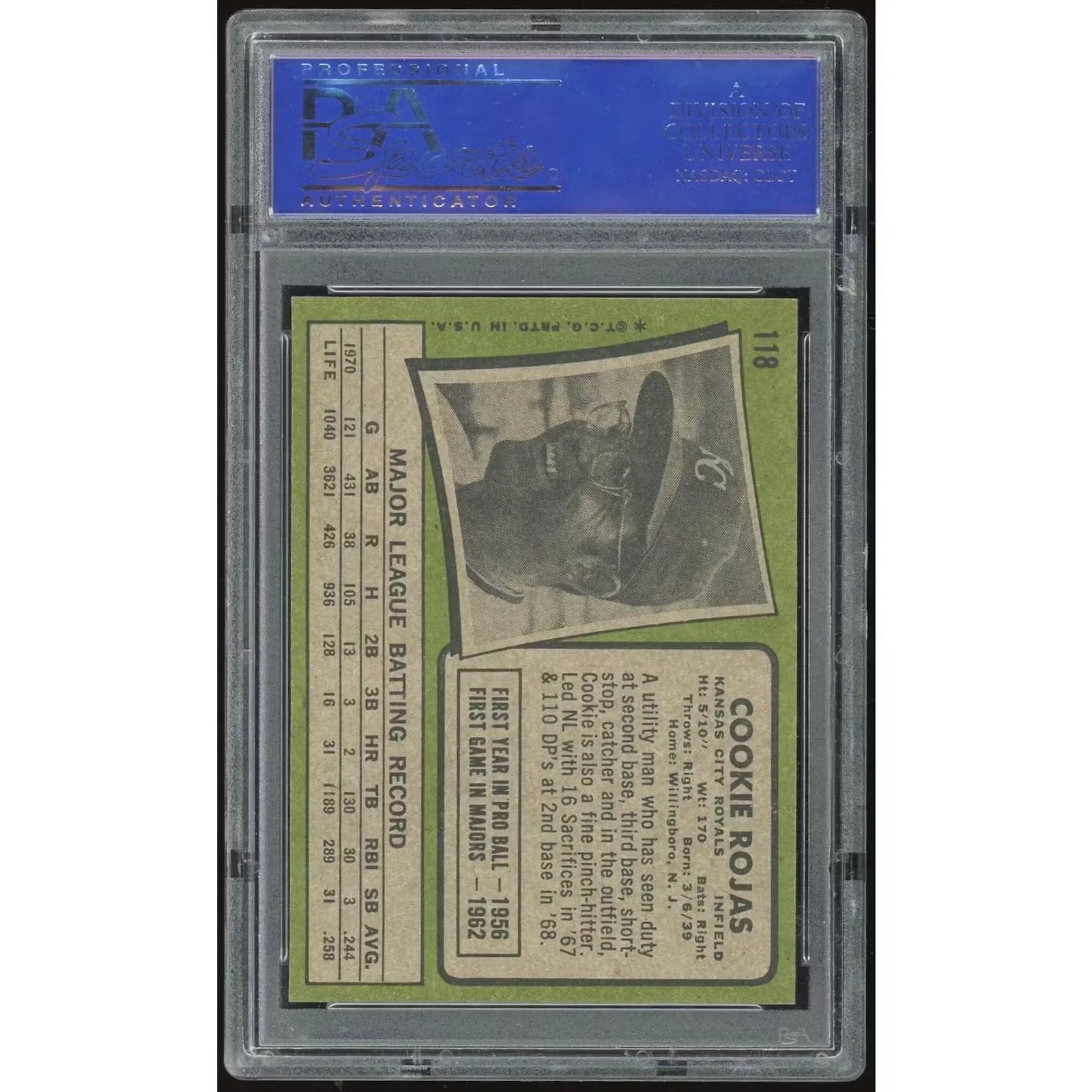 Cookie Rojas 1971 Topps #118 Baseball Card | PSA 8