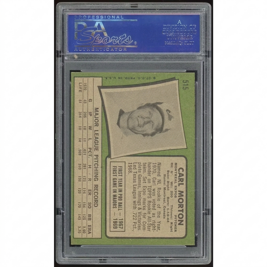 1971 Topps #515 Carl Morton | PSA 8