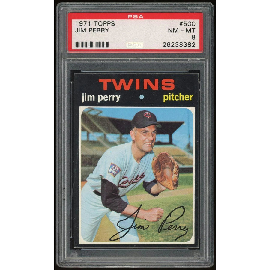 1971 Topps #500 Jim Perry Baseball Card | PSA 8