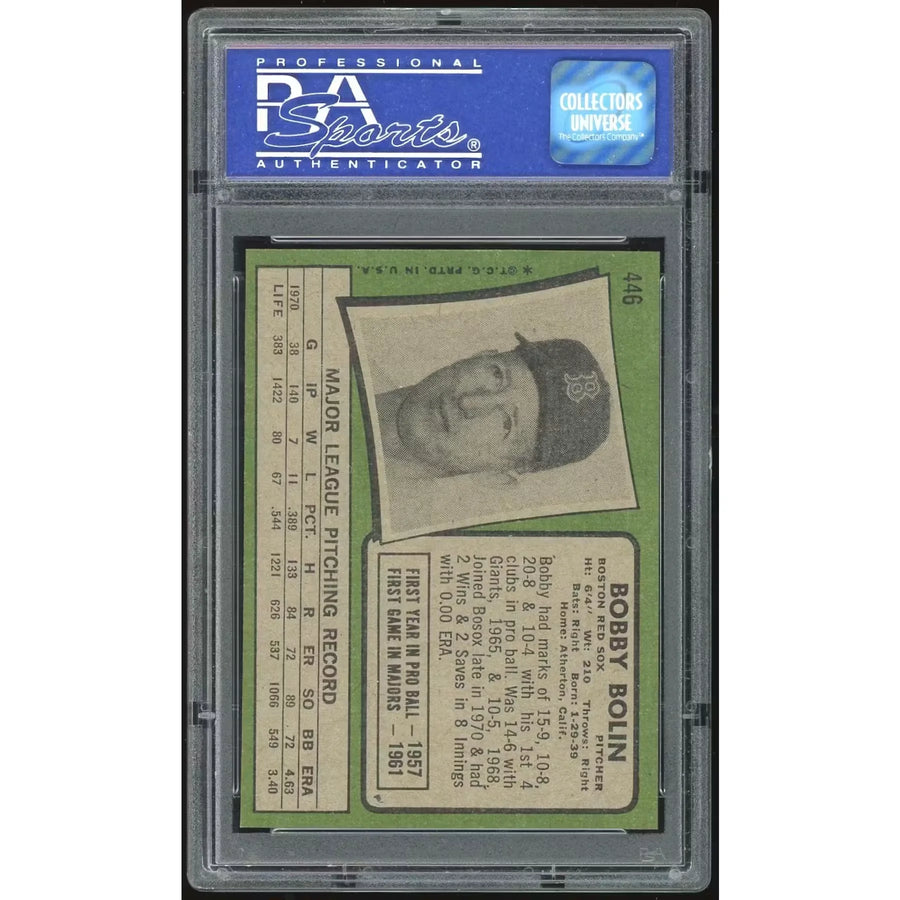 1971 Topps #446 Bobby Bolin Baseball Card | PSA 8
