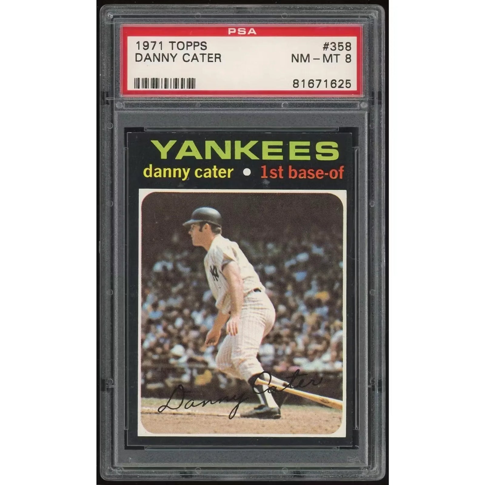 Danny Cater 1971 Topps #358 Baseball Card | PSA 8