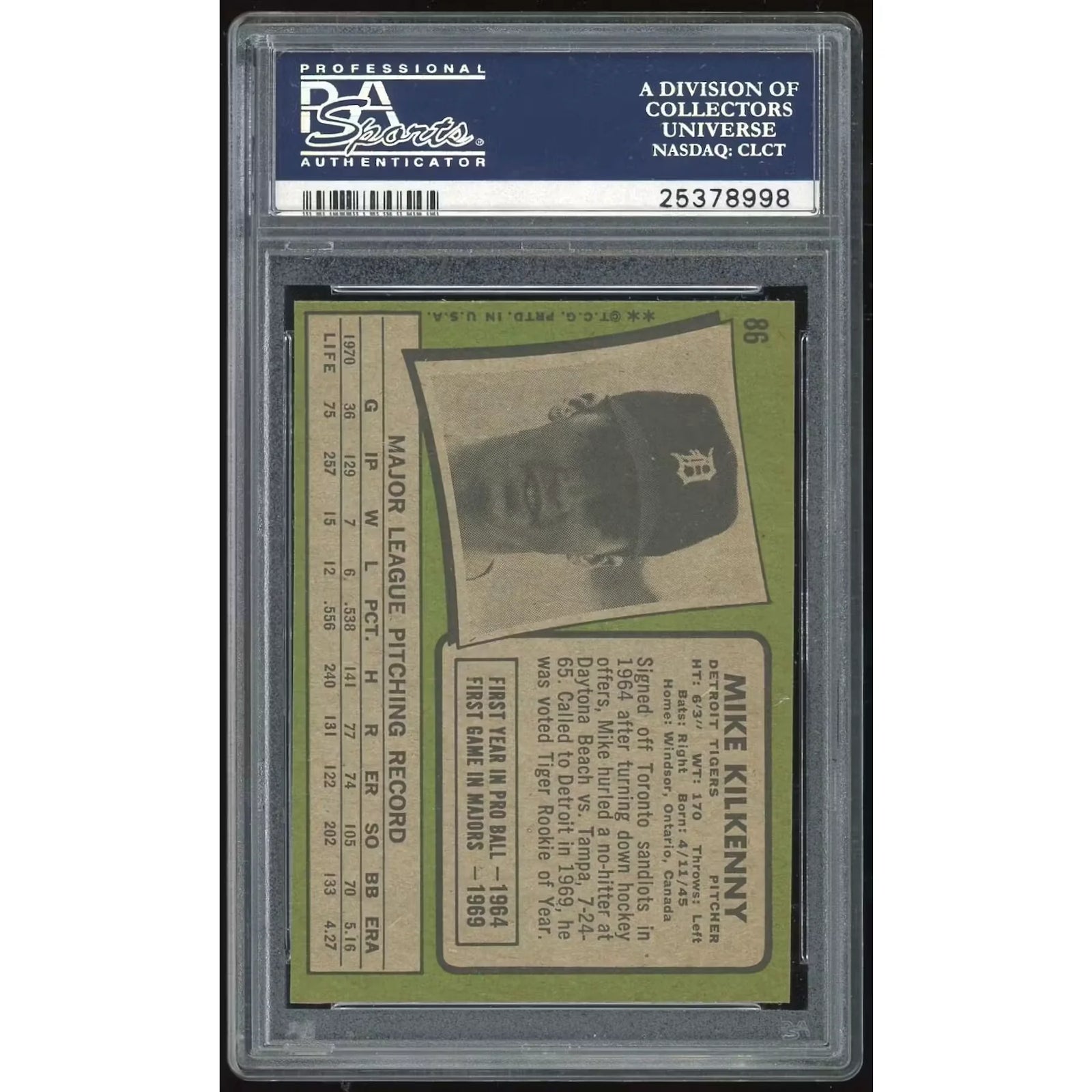 1971 Topps #86 Mike Kilkenny Baseball Card | PSA 8