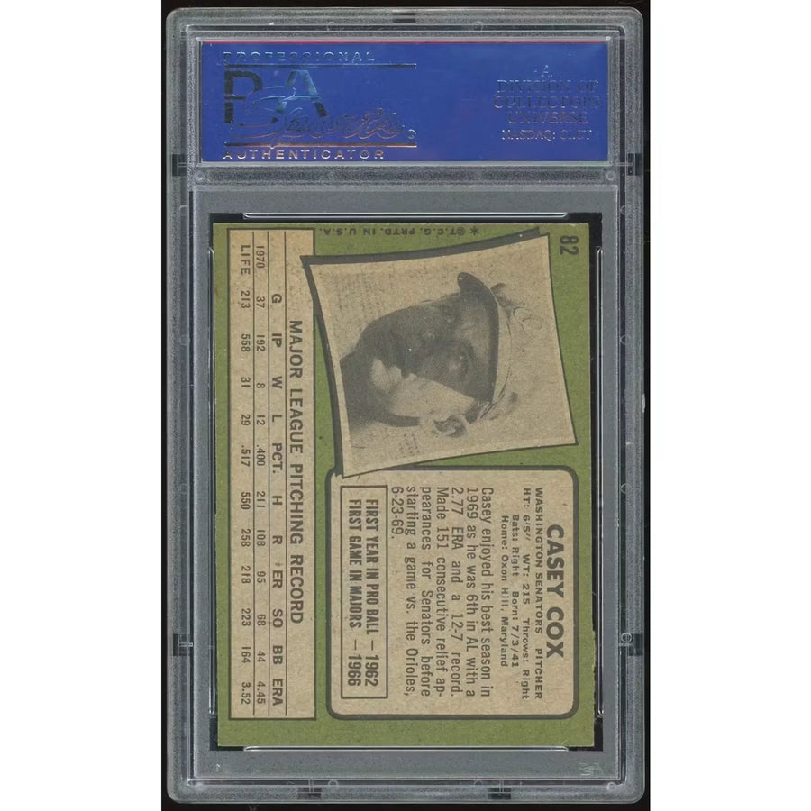 1971 Topps #82 Casey Cox Baseball Card | PSA 8