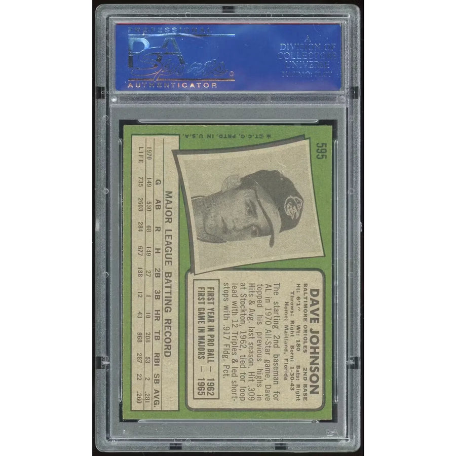 Dave Johnson 1971 Topps #595 Baseball Card | PSA 8
