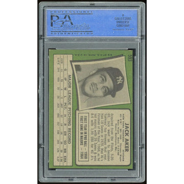 1971 Topps #593 Jack Aker Baseball Card | PSA 8