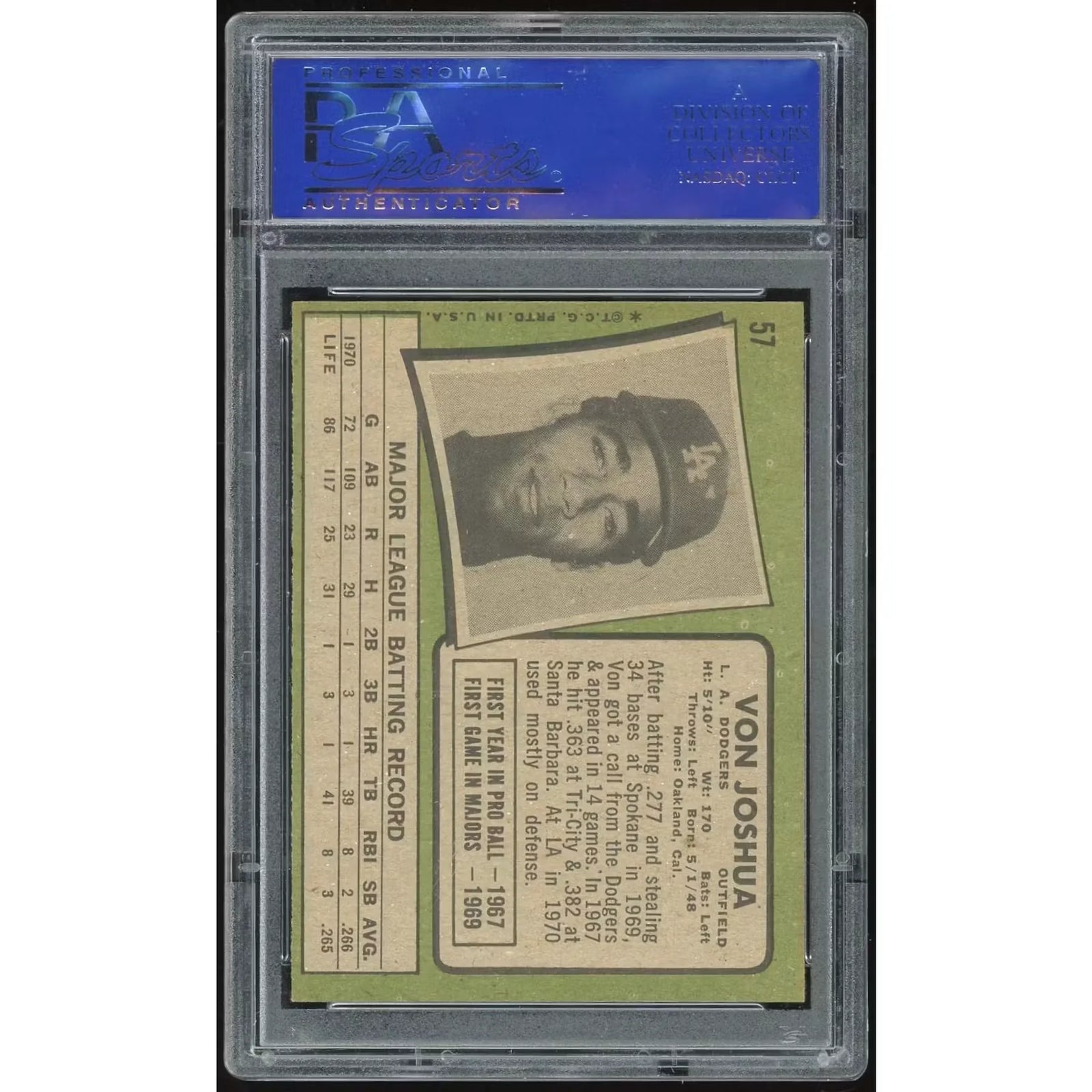 Von Joshua 1971 Topps #57 Rookie Card | PSA 8