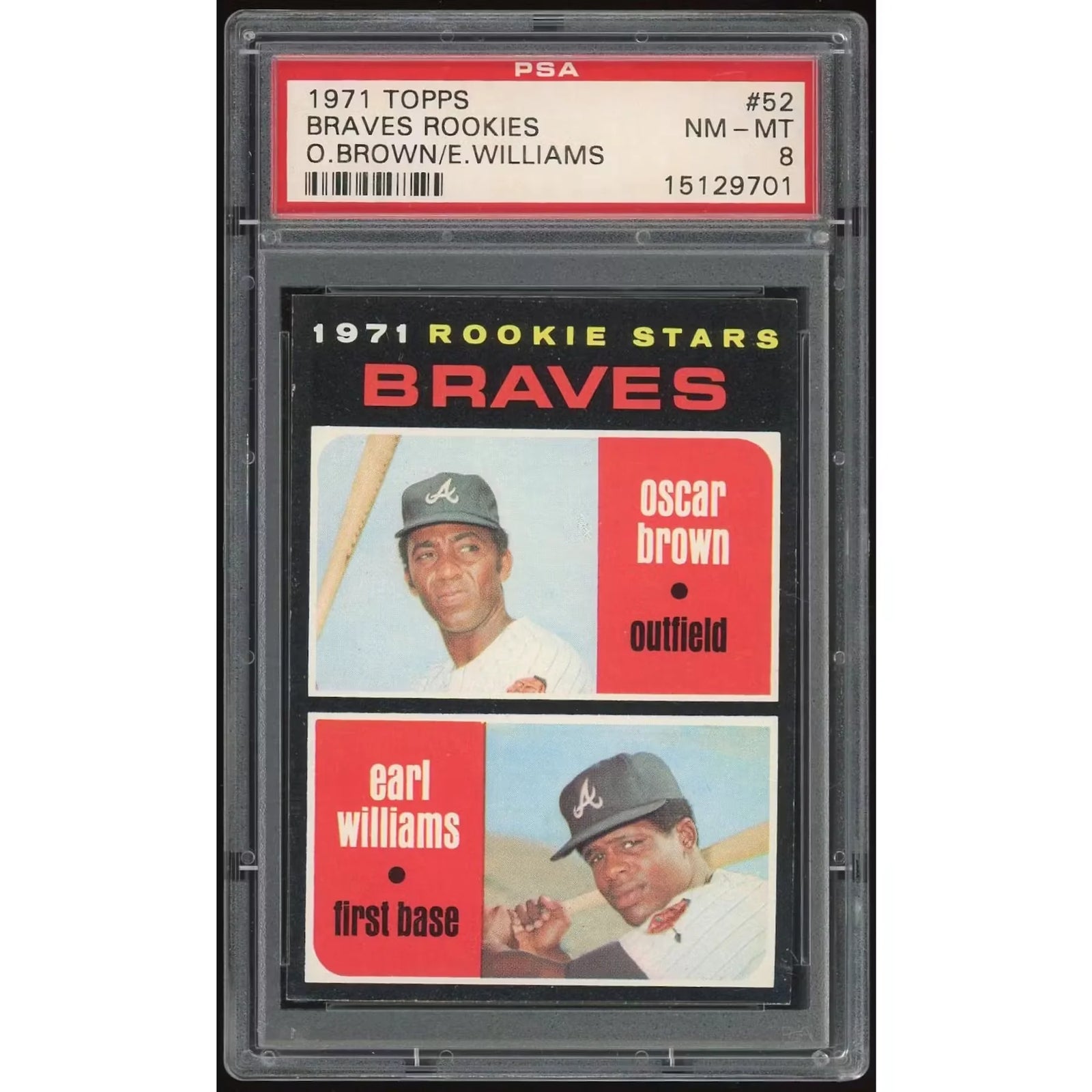 1971 Topps #52 Oscar Brown/Earl Williams Rookie Card | PSA 8