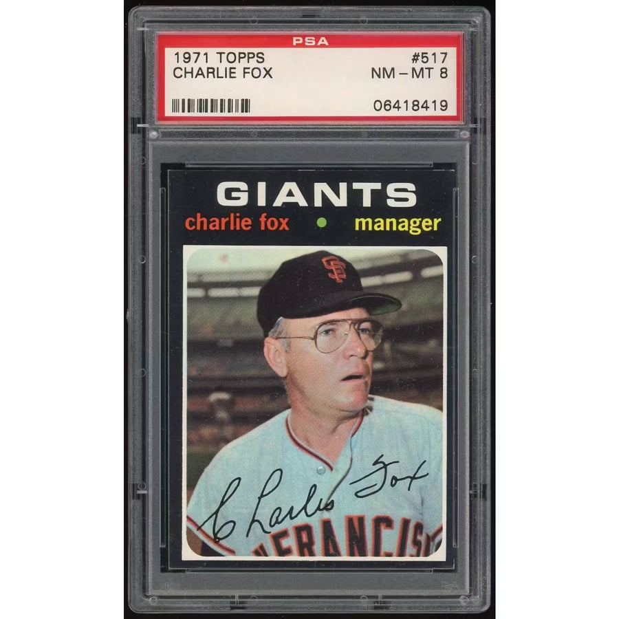 Charlie Fox 1971 Topps #517 Baseball Card | PSA 8