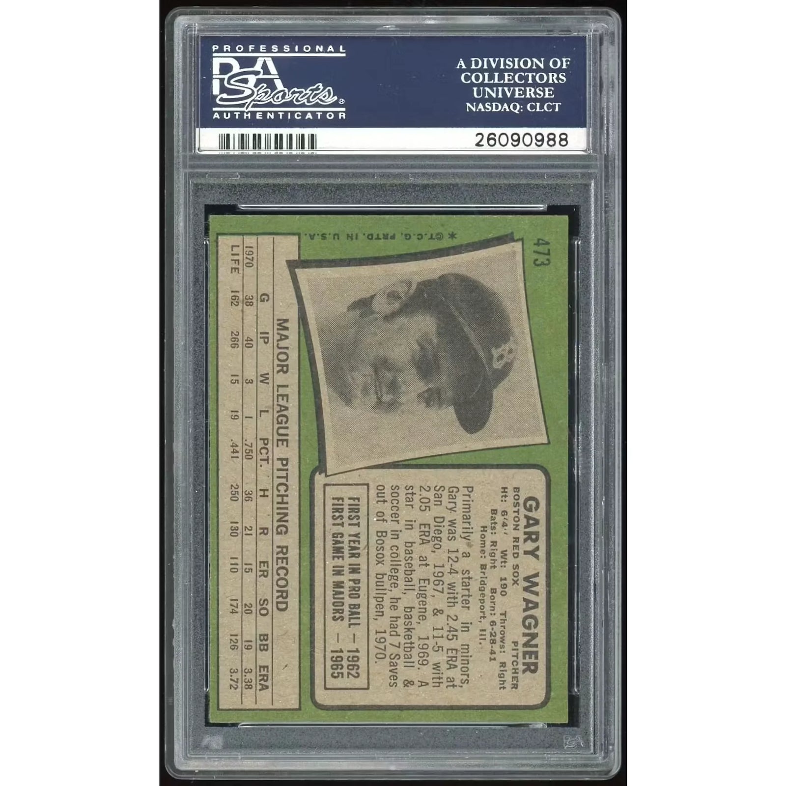 Gary Wagner 1971 Topps #473 Baseball Card | PSA 8