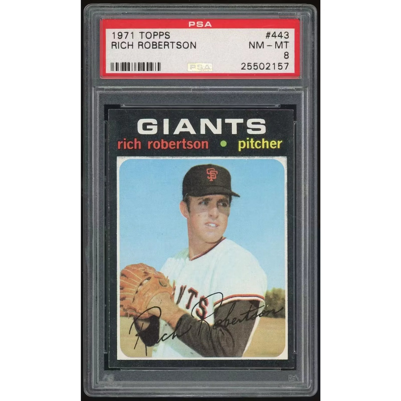 1971 Topps #443 Rich Robertson Baseball Card | PSA 8