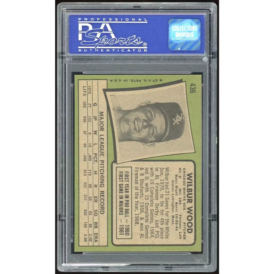 1971 Topps #436 Wilbur Wood Baseball Card | PSA 8