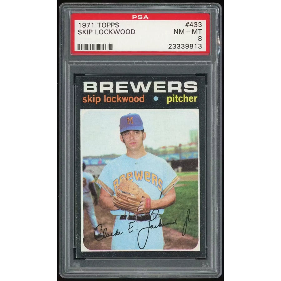 Skip Lockwood 1971 Topps #433 Baseball Card | PSA 8