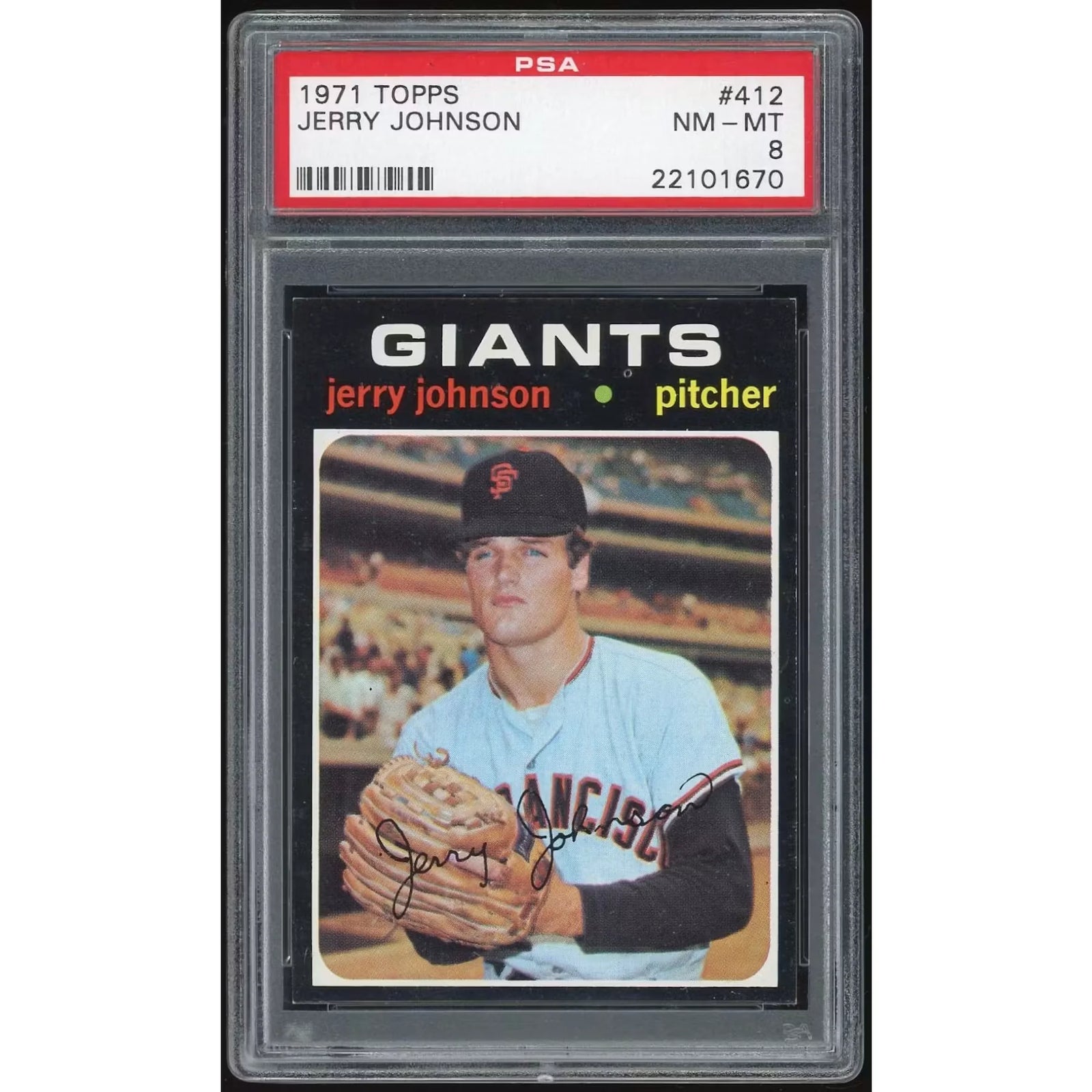 1971 Topps #412 Jerry Johnson Baseball Card | PSA 8