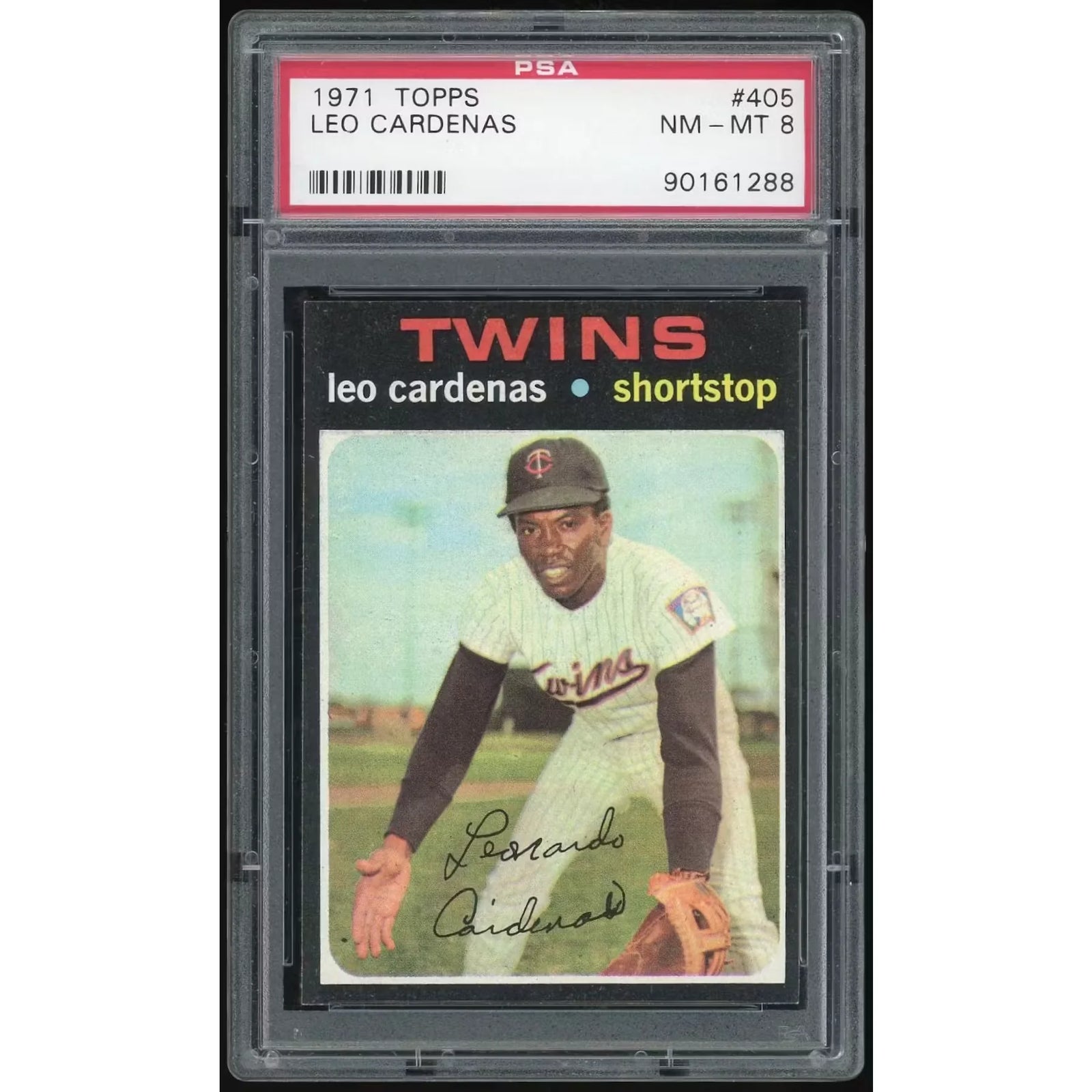 1971 Topps #405 Leo Cardenas Baseball Card | PSA 8
