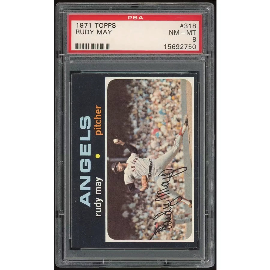 1971 Topps #318 Rudy May Baseball Card | PSA 8