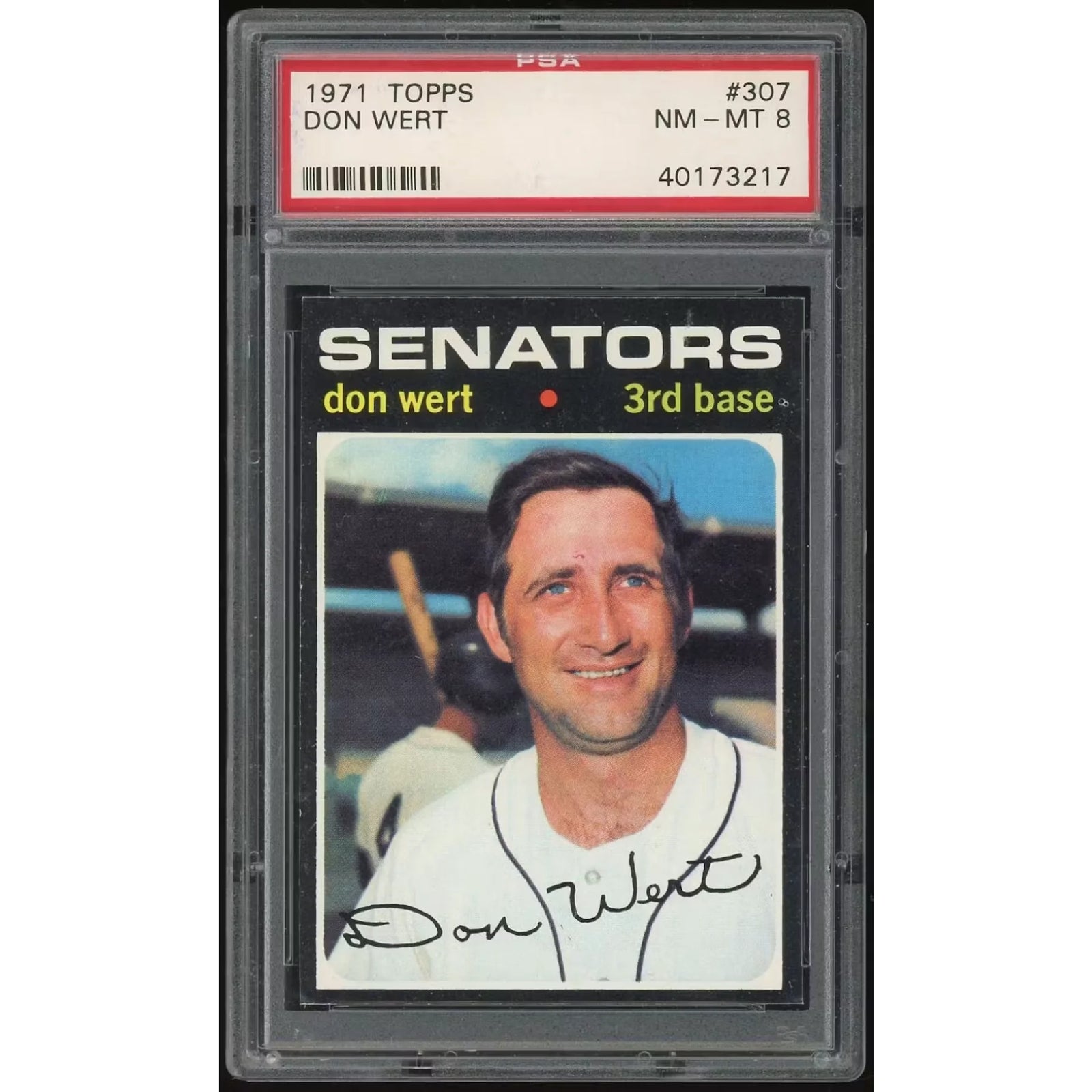 Don Wert 1971 Topps #307 Baseball Card | PSA 8