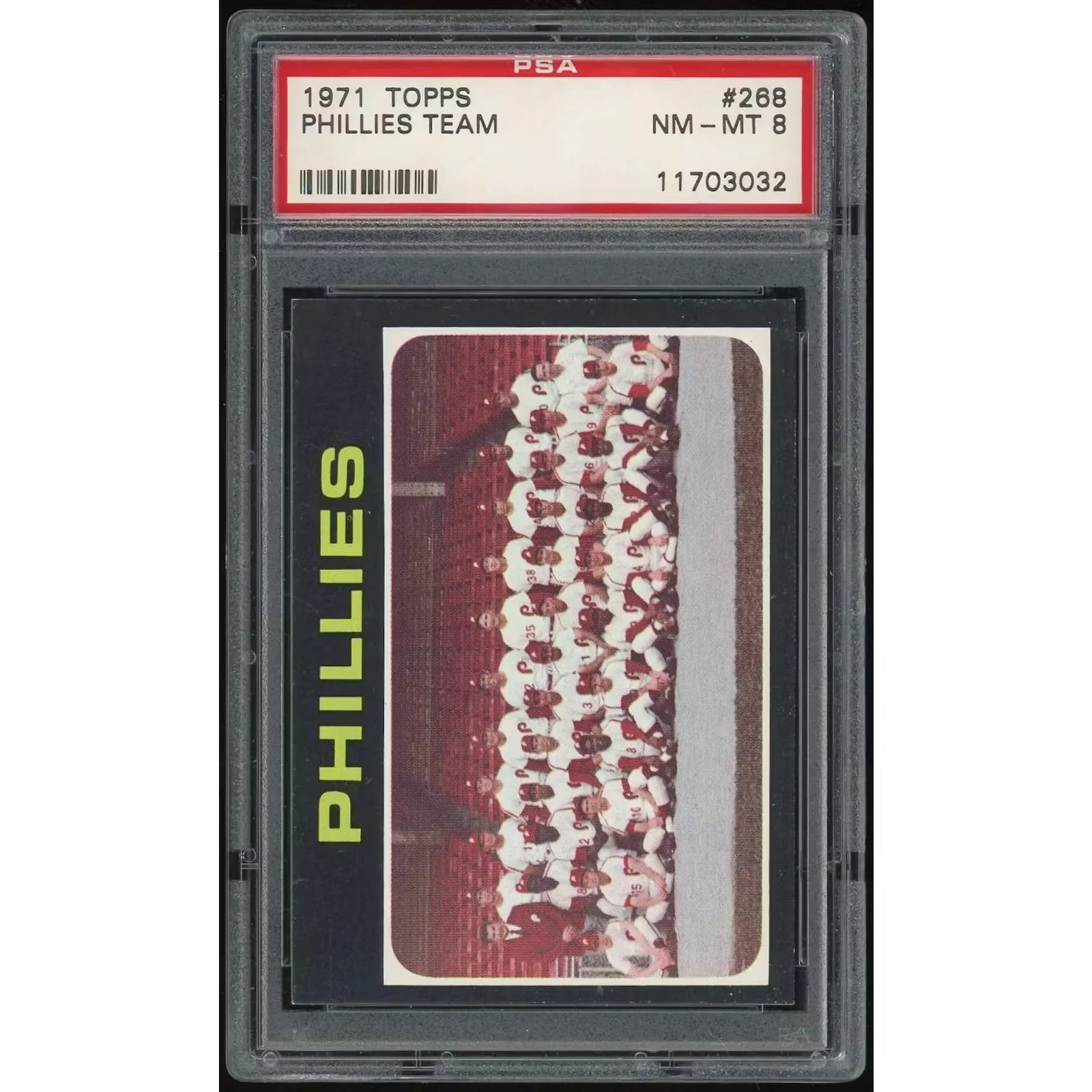 1971 Topps #268 Phillies Team Card | PSA 8