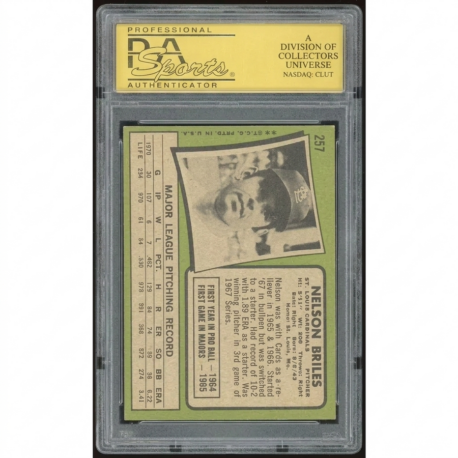 Nelson Briles 1971 Topps #257 Baseball Card | PSA 8