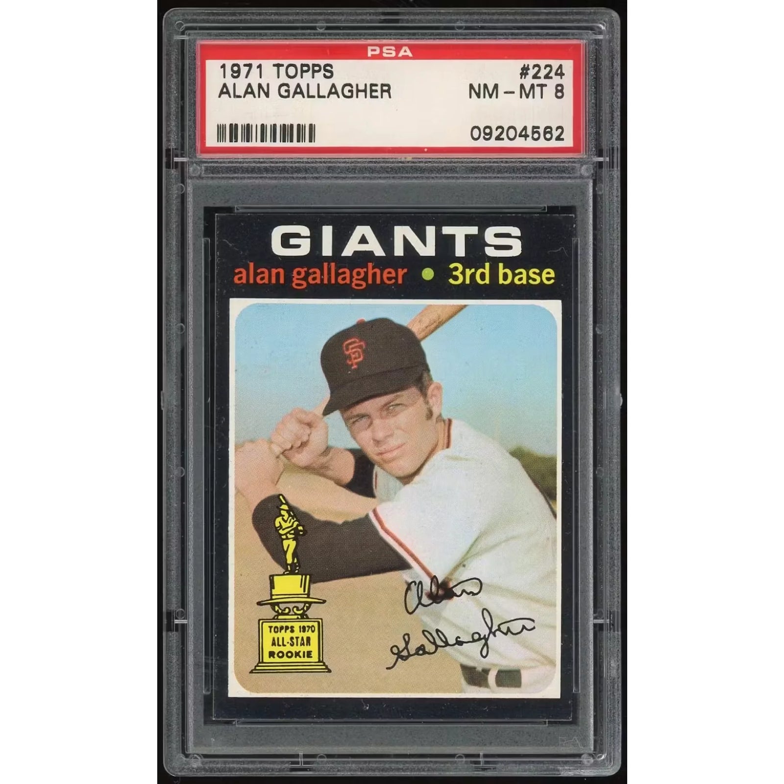 1971 Topps #224 Alan Gallagher Rookie Card | PSA 8