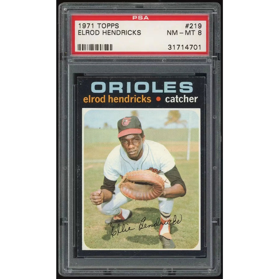 Elrod Hendricks 1971 Topps #219 Baseball Card | PSA 8