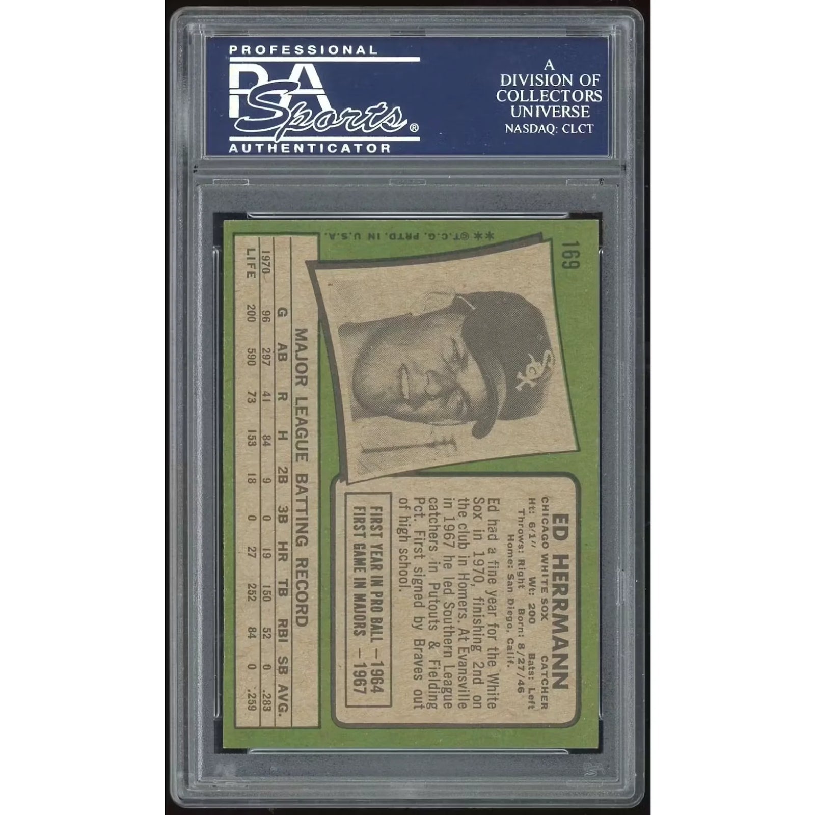 Ed Herrmann 1971 Topps #169 Baseball Card | PSA 8