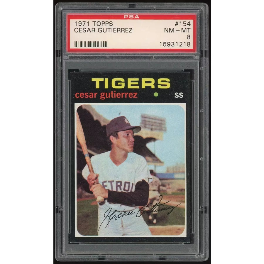 1971 Topps #154 Cesar Gutierrez Baseball Card | PSA 8