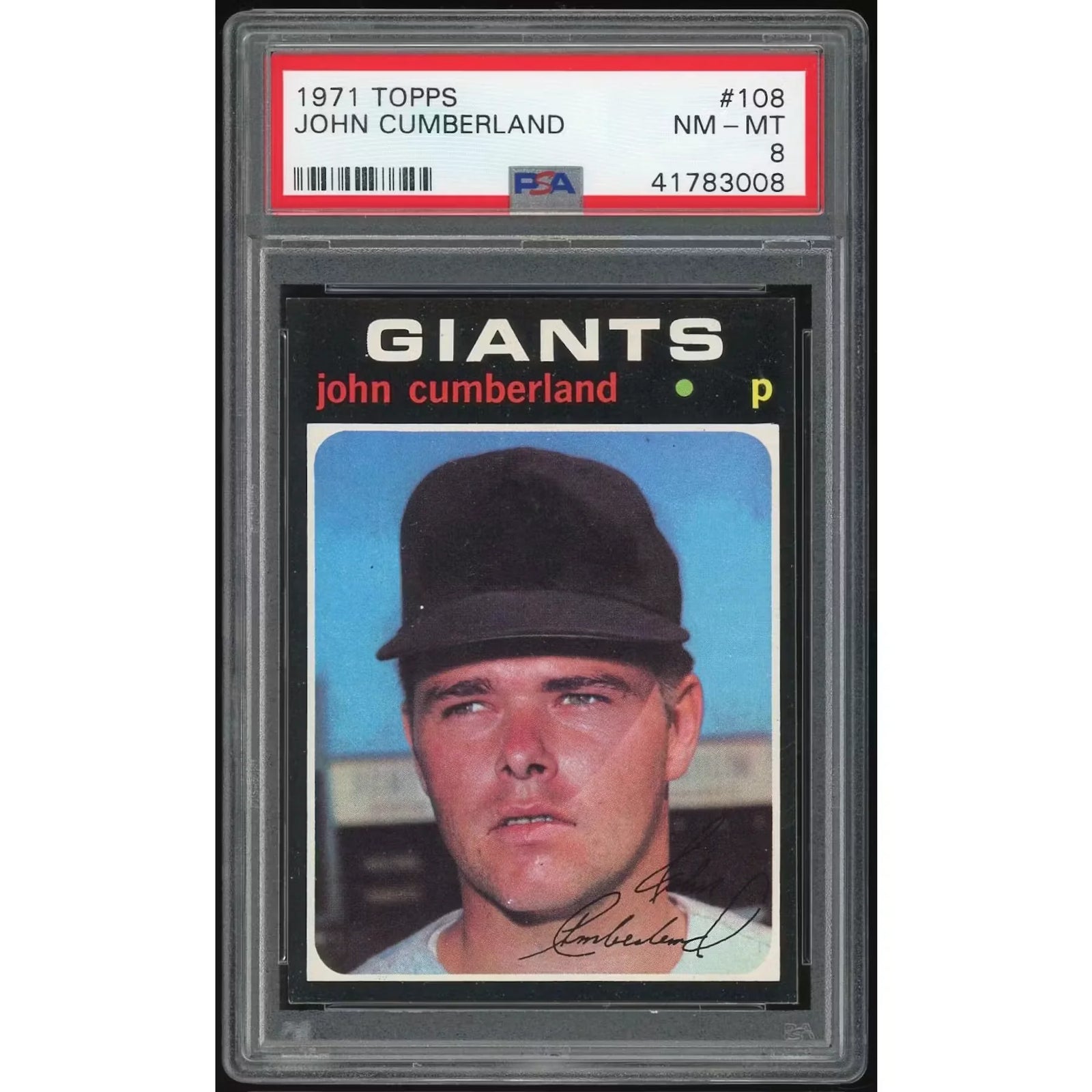John Cumberland 1971 Topps #108 Baseball Card | PSA 8