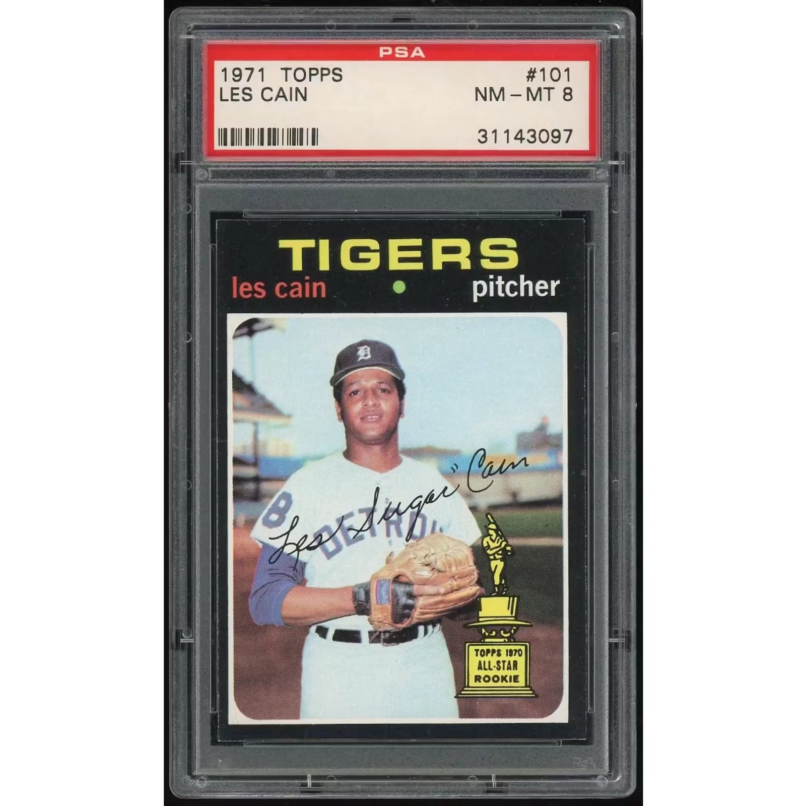 Les Cain 1971 Topps #101 Baseball Card | PSA 8