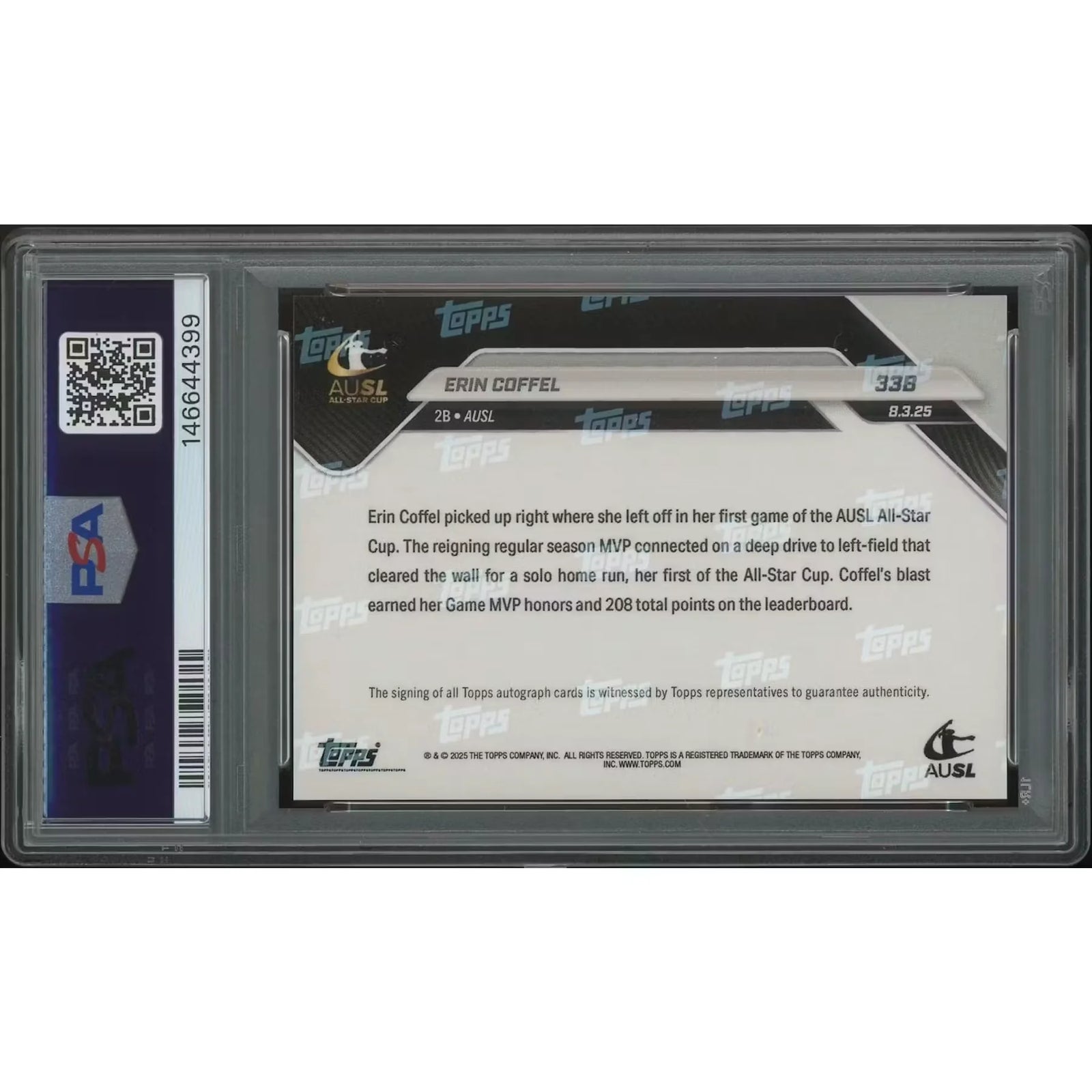 Erin Coffel Signed 2025 Topps Now Athletes Unlimited #33B | Red Foil Auto PSA 10