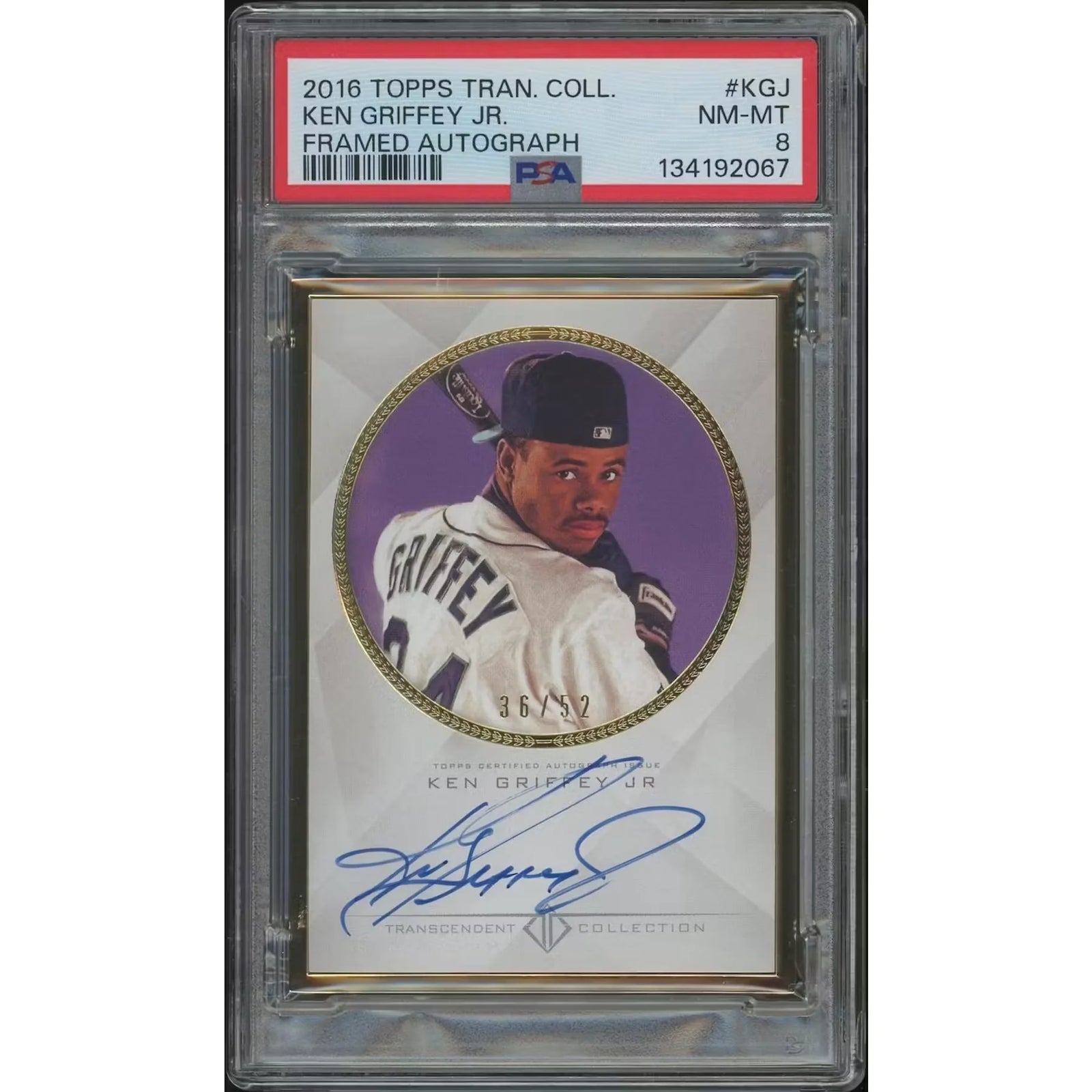 Ken Griffey Jr. Signed 2016 Topps Transcendent Card | PSA 8 NM-MT #36/52