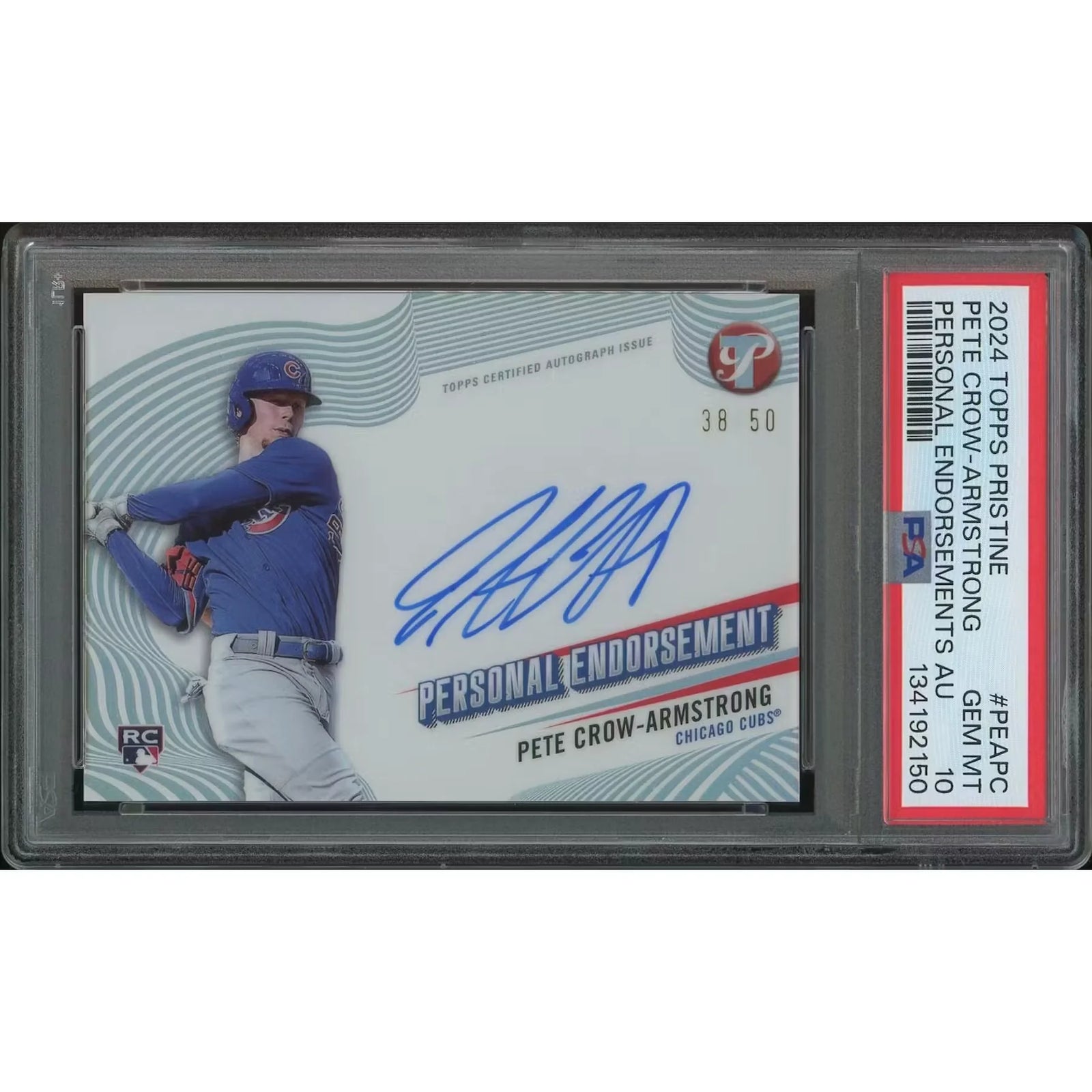 Pete Crow-Armstrong 2024 Topps Pristine Rookie Auto | PSA 10 Gem Mint #38