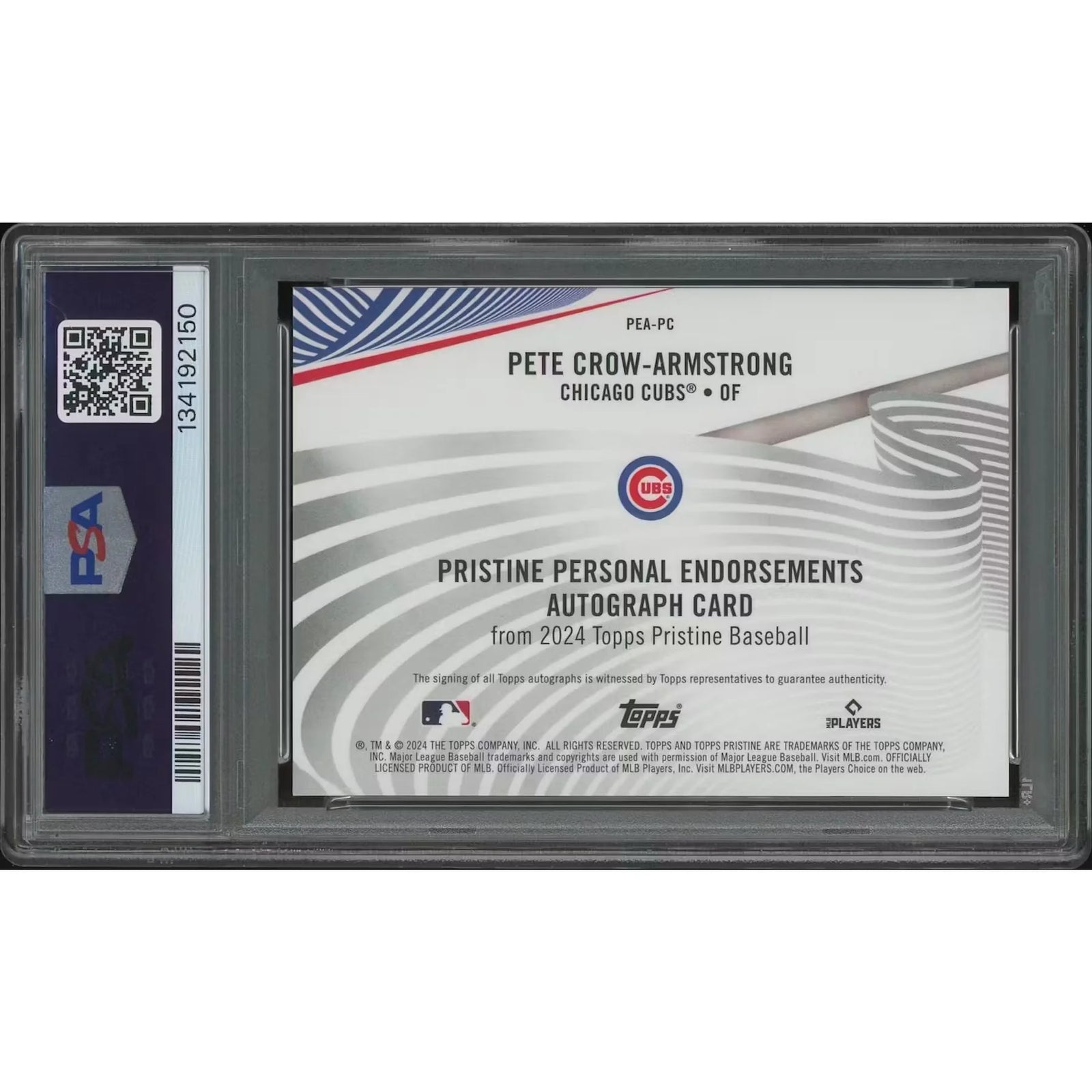 Pete Crow-Armstrong 2024 Topps Pristine Rookie Auto | PSA 10 Gem Mint #38