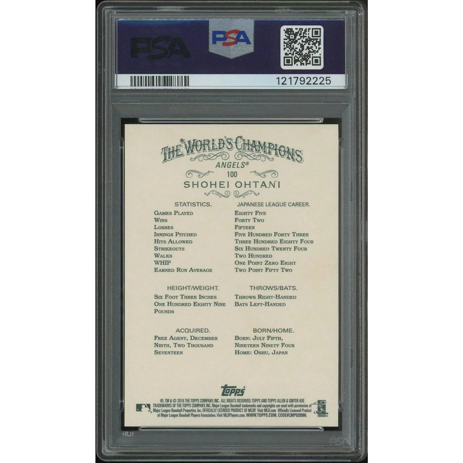 Shohei Ohtani 2018 Topps Allen & Ginter #100 Rookie | PSA 10 Gem Mint