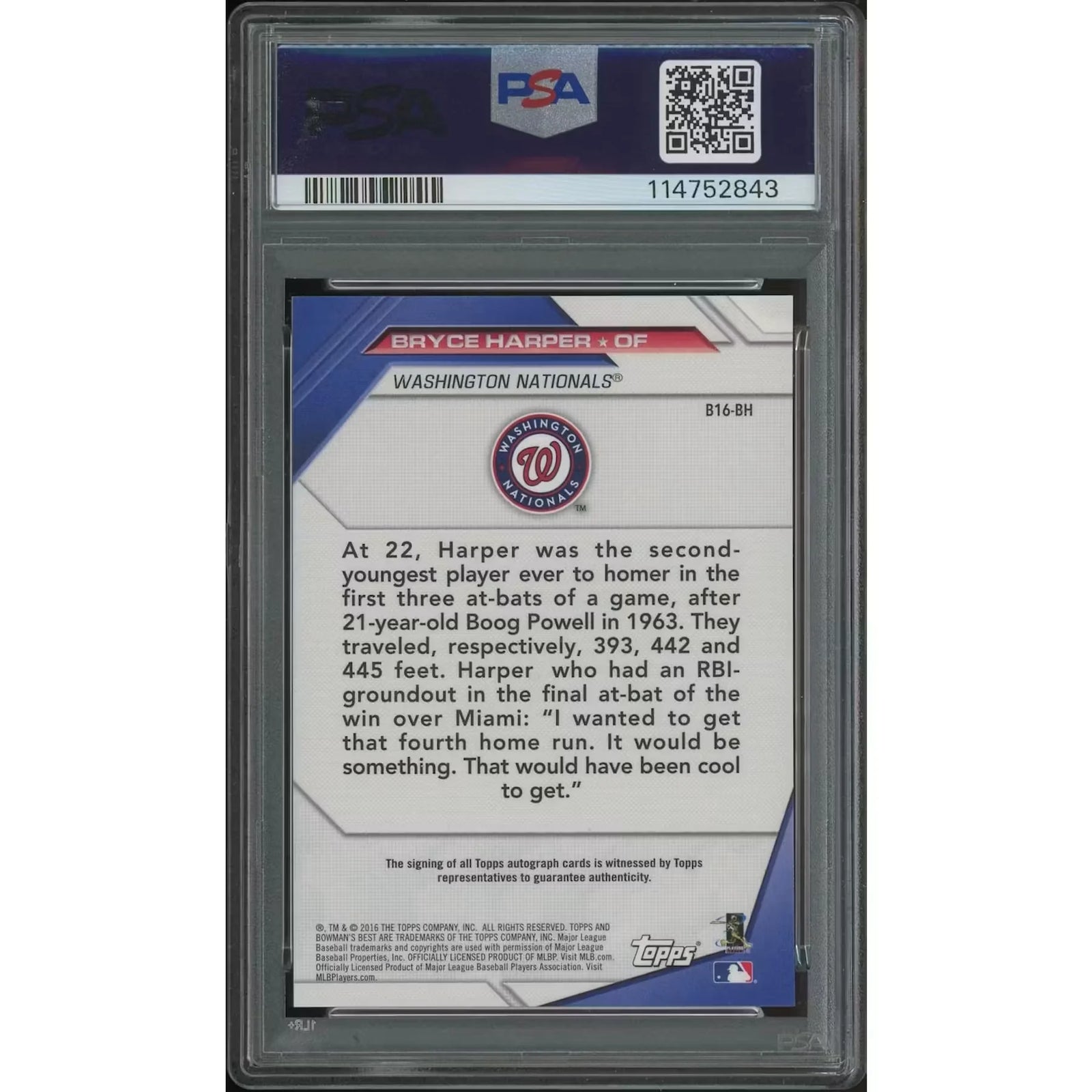 Bryce Harper Signed 2016 Bowman's Best Orange Refractor #09 Card | PSA 10 Gem Mint