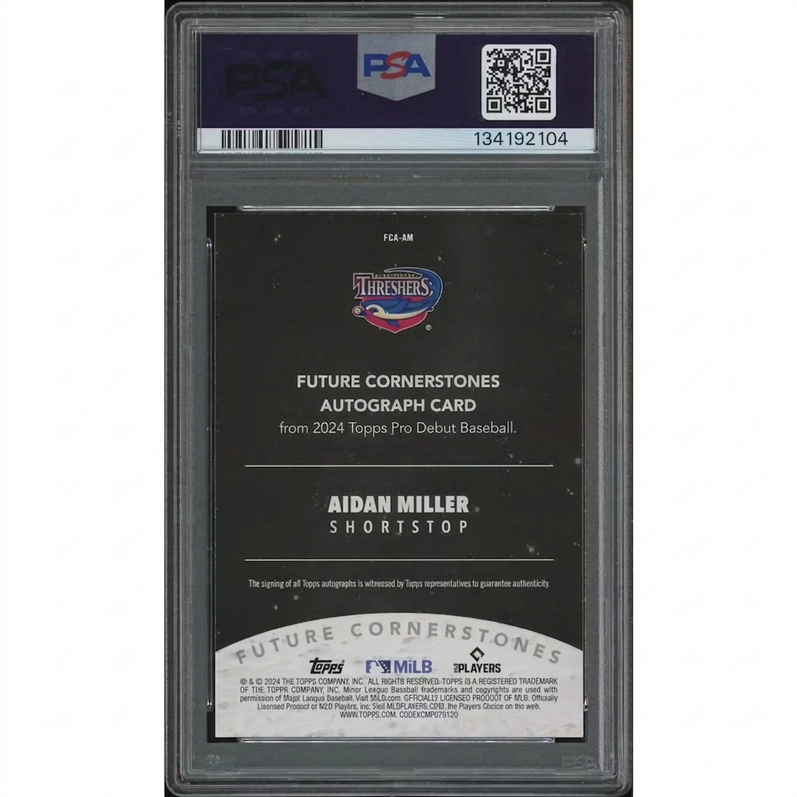 2024 Topps Pro Debut Baseball #FCAAM Aidan Miller Future Cornerstones Rookie Auto #06/99 PSA 10 (GEM MT) Sapphire 06 Card