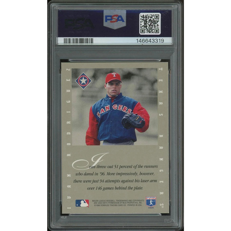 Ivan Rodriguez Signed 1996 Leaf Signature Baseball Card | PSA 9 Mint