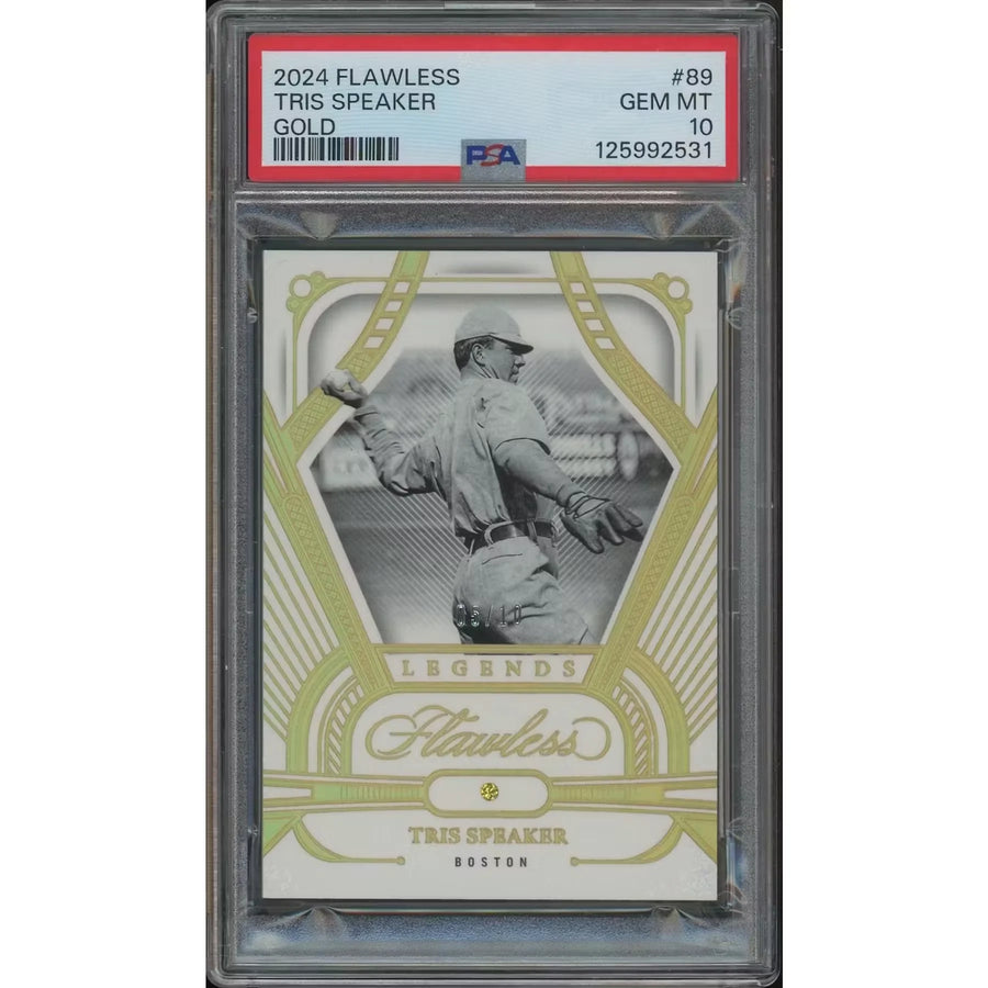 Tris Speaker 2024 Panini Flawless Baseball Card | Gold Diamond #05/10 PSA 10