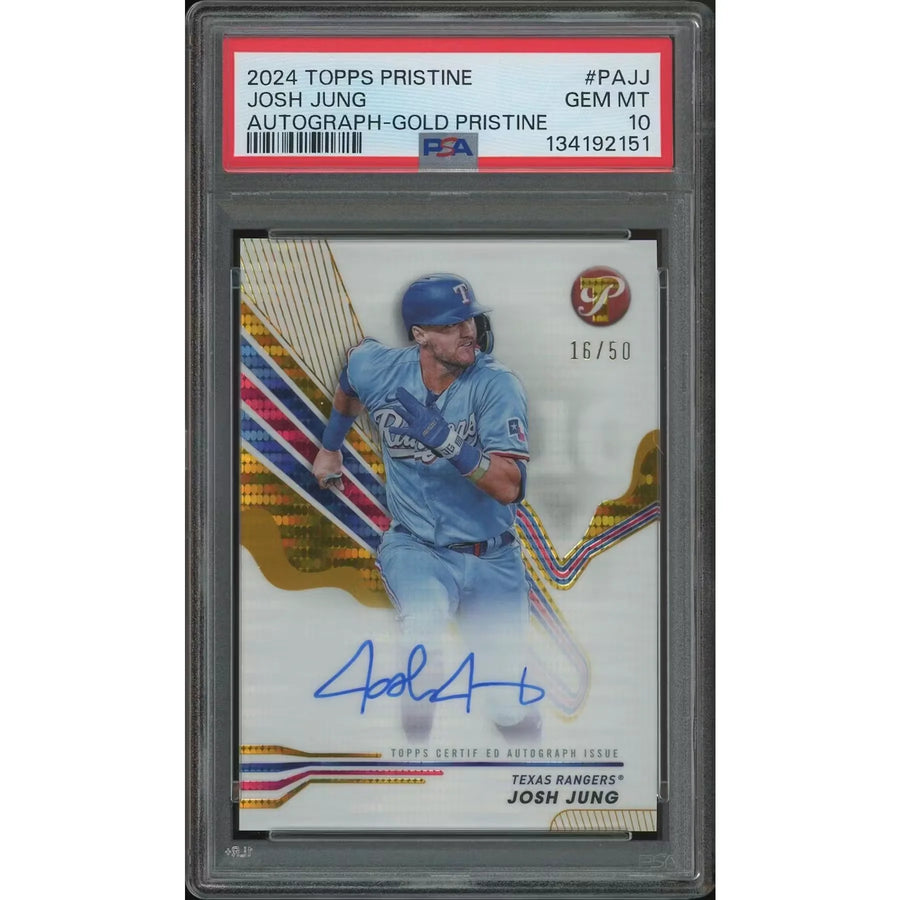 Josh Jung 2024 Topps Pristine Gold Refractor Auto #16/50 | PSA 10