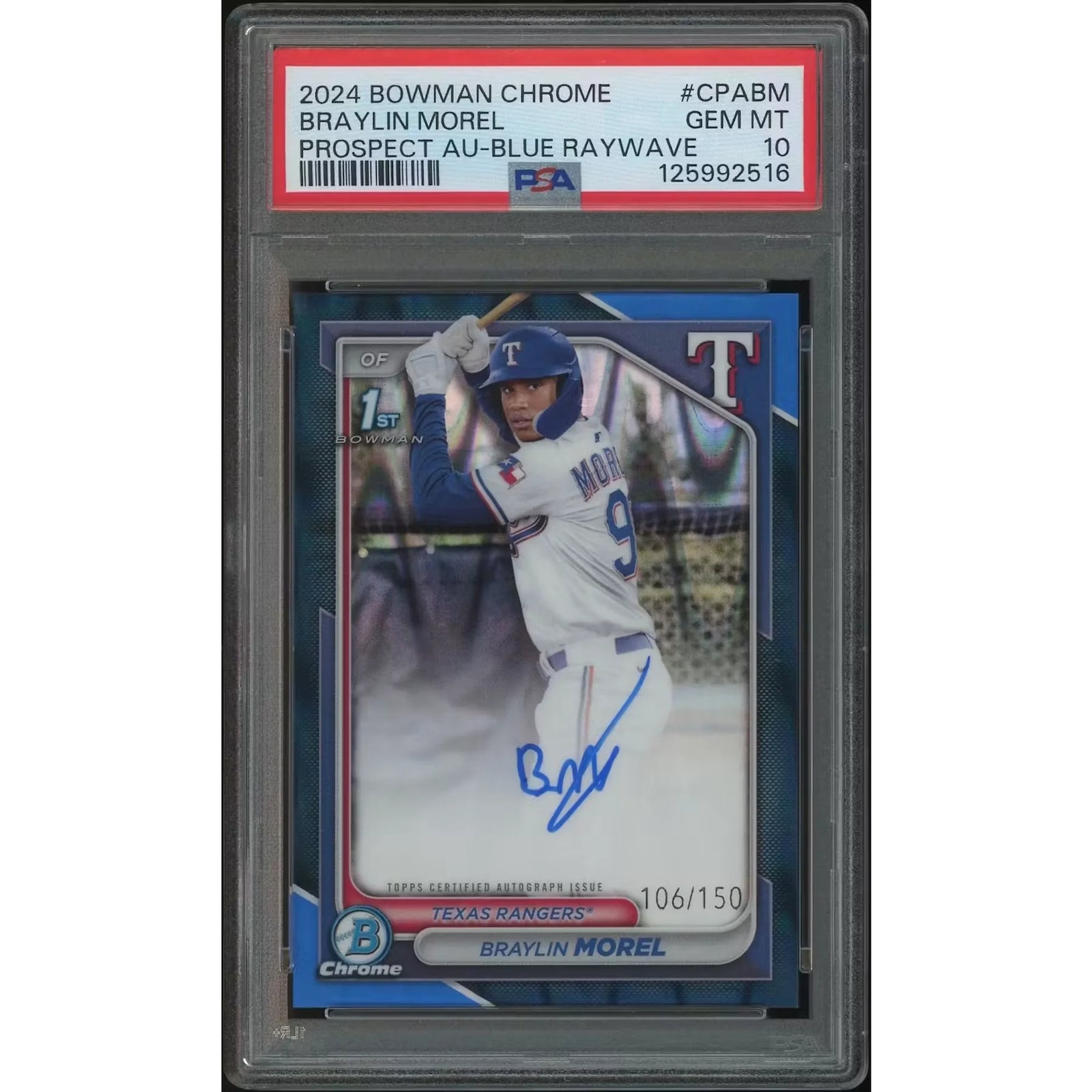 Braylin Morel Signed 2024 Bowman Chrome Rookie #106 Card | PSA 10 Gem Mint