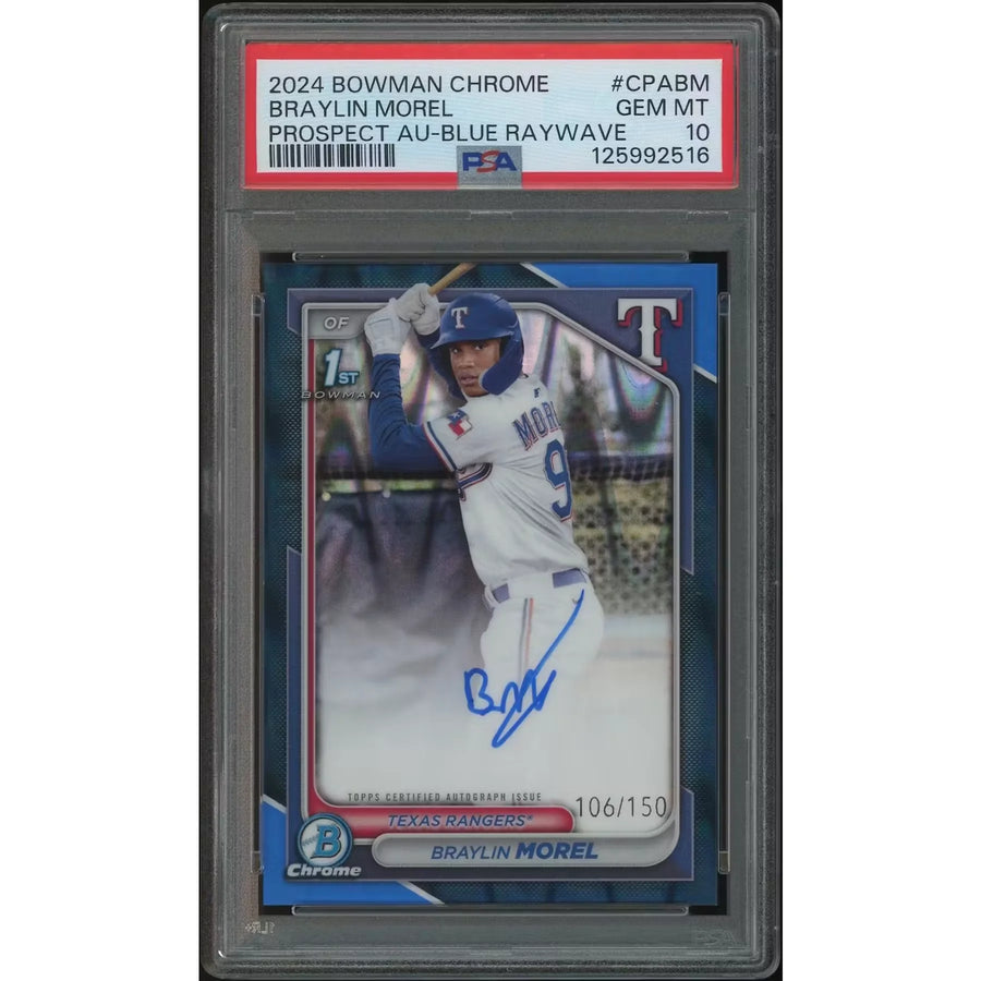 Braylin Morel Signed 2024 Bowman Chrome Rookie #106 Card | PSA 10 Gem Mint