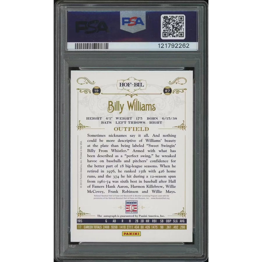 Billy Williams Signed 2012 Panini Cooperstown #258 Card | PSA 10 Gem Mint