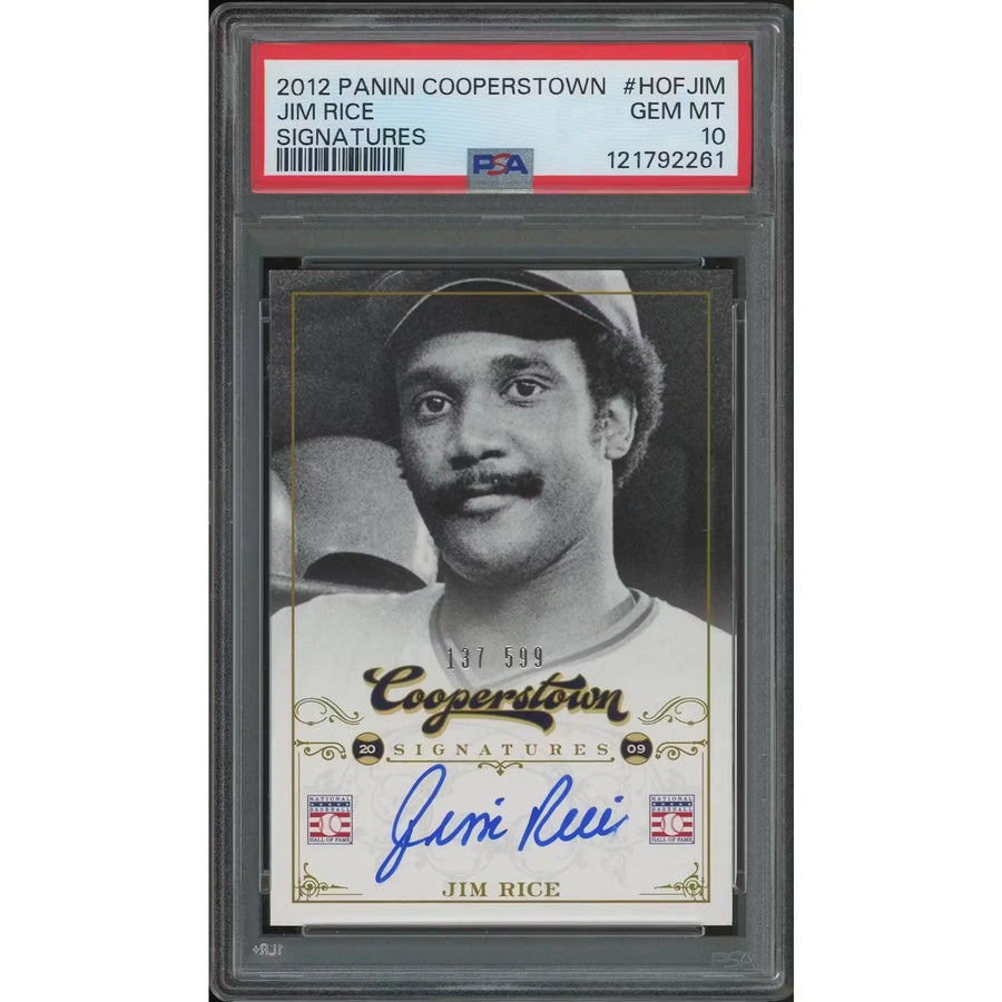 Jim Rice Signed 2012 Panini Cooperstown #137 Card | PSA 10 Gem Mint