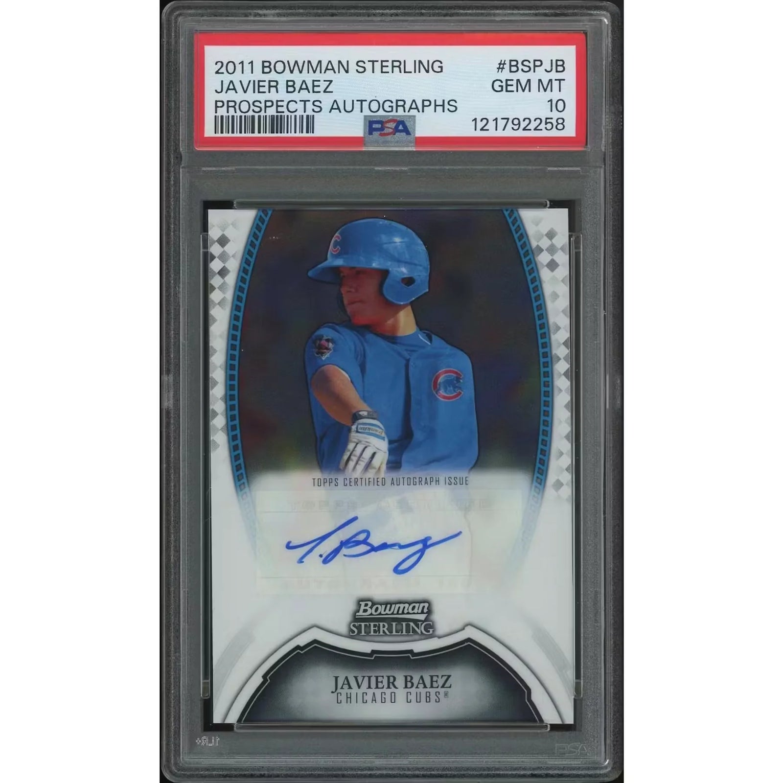 Javier Baez Signed 2011 Bowman Sterling Rookie Card | PSA 10 Gem Mint