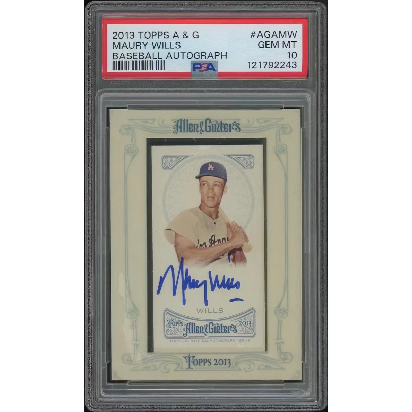 Maury Wills Signed 2013 Topps Allen & Ginter Card | PSA 10 Gem Mint
